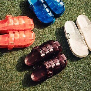 Jelly fisherman sandals purple clear